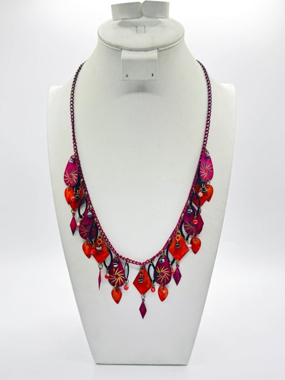 Artisan Handcrafted Bohemian Metal Sun Burst Charm Statement Necklace